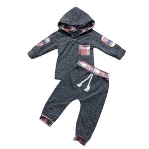 Gray & Plaid Matching Set 18M